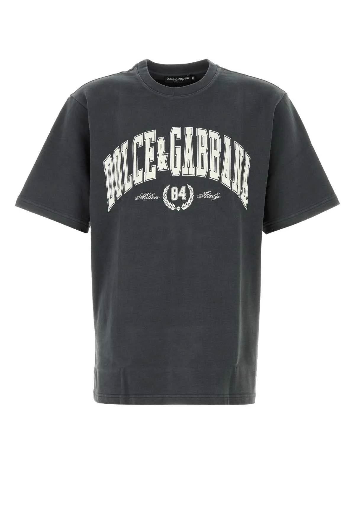 Dolce & Gabbana Logo-Printed Cotton T-Shirt — Gray - 1