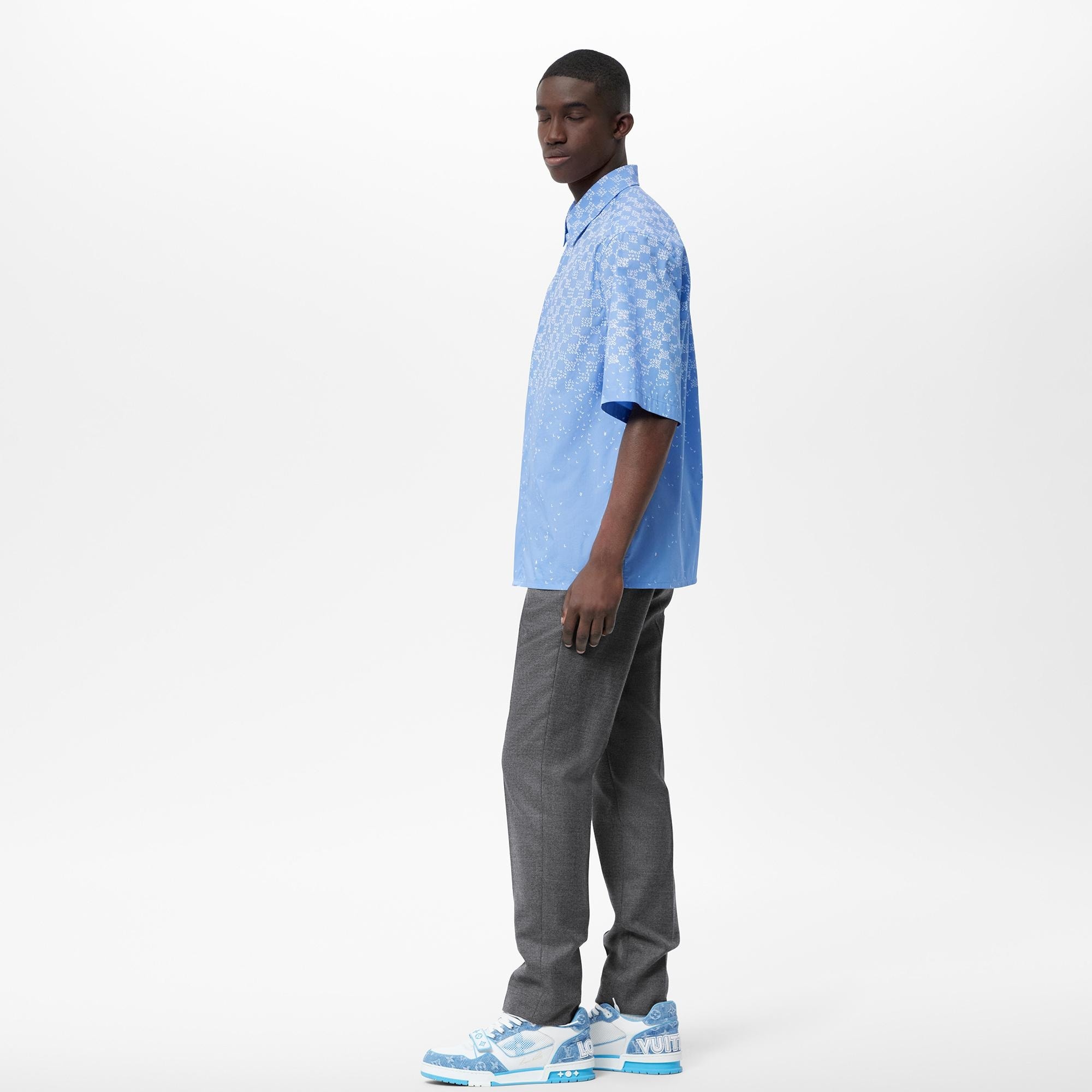 Damier Spread Short-Sleeved Hook Detail Shirt - 5