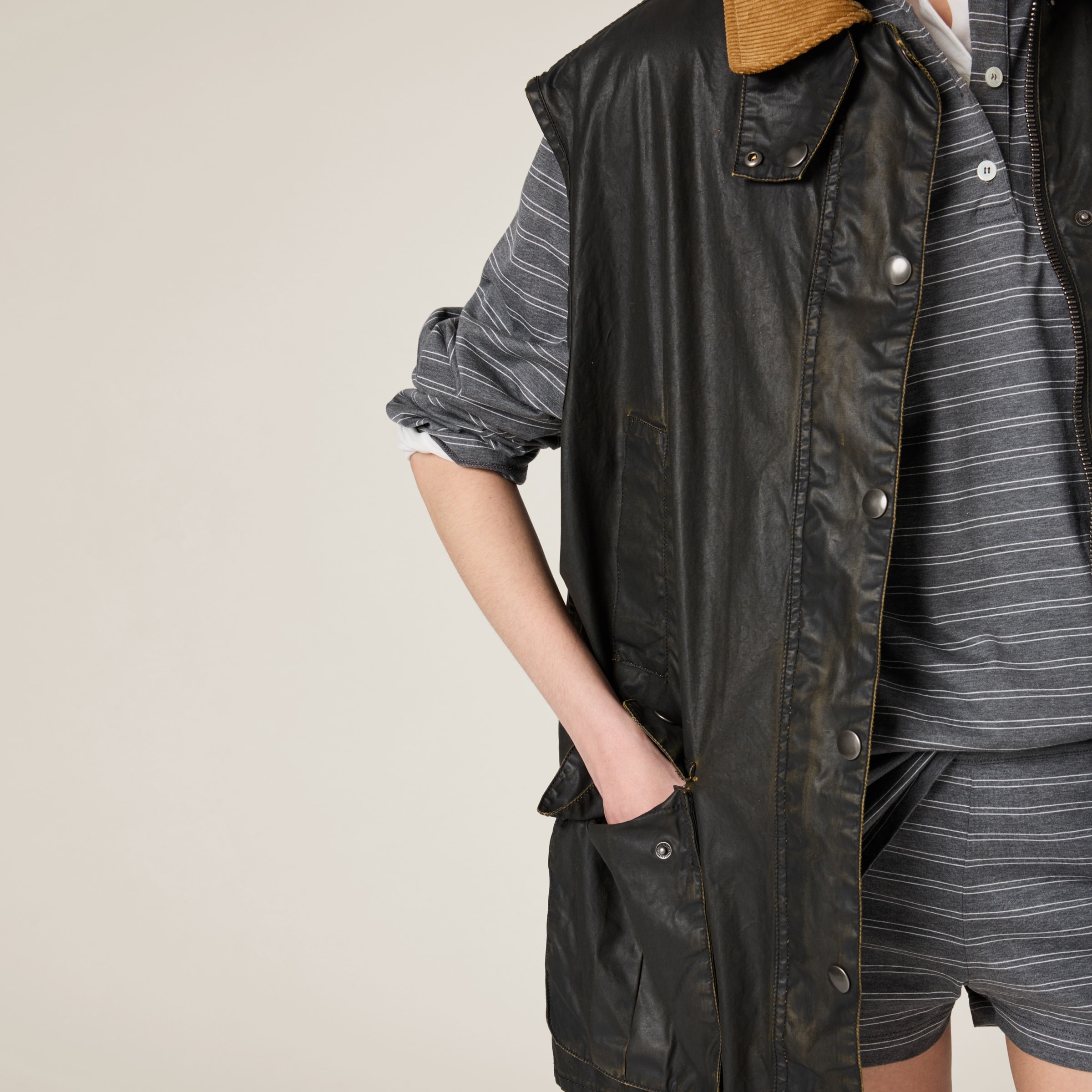 Resin-finish poplin vest - 4