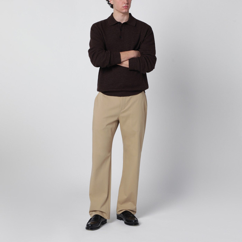 Loro Piana Gokarna brown wool-blend polo shirt outlook