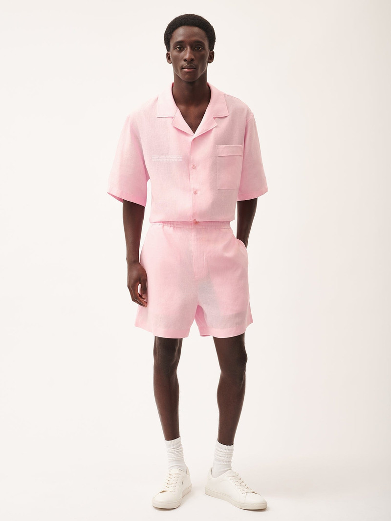 PANGAIA Mens DNA Aloe Linen Mid Length Shorts - Magnolia Pink outlook