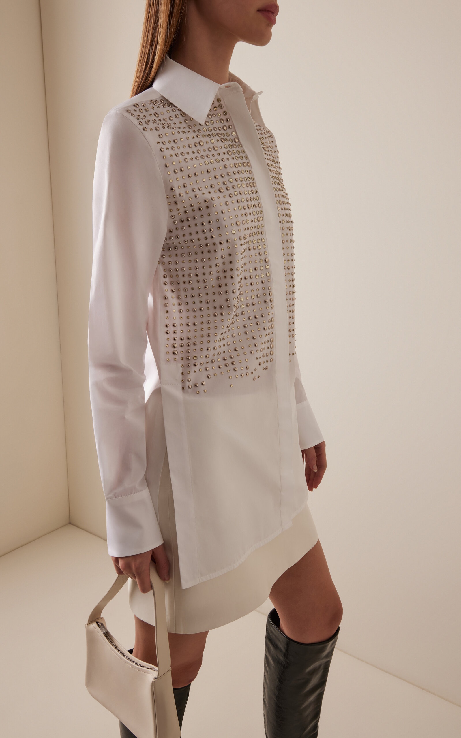 Marly Embellished Cotton Shirt white - 3