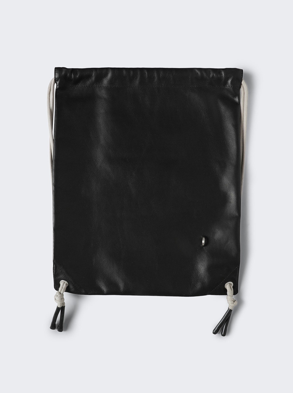 Leather Drawstring Backpack Black and Pearl - 2