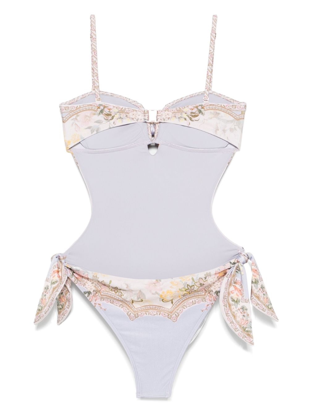 【Zimmermann】Wylie Belted Bandeau printed swimsuit Zimmermann Wylie Belted Bandeau One-piece Swimsuit In Red