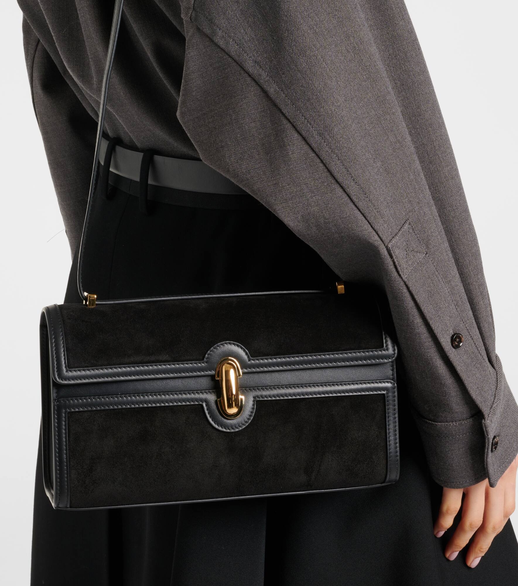 Symmetry 26 leather-trimmed suede shoulder bag - 2