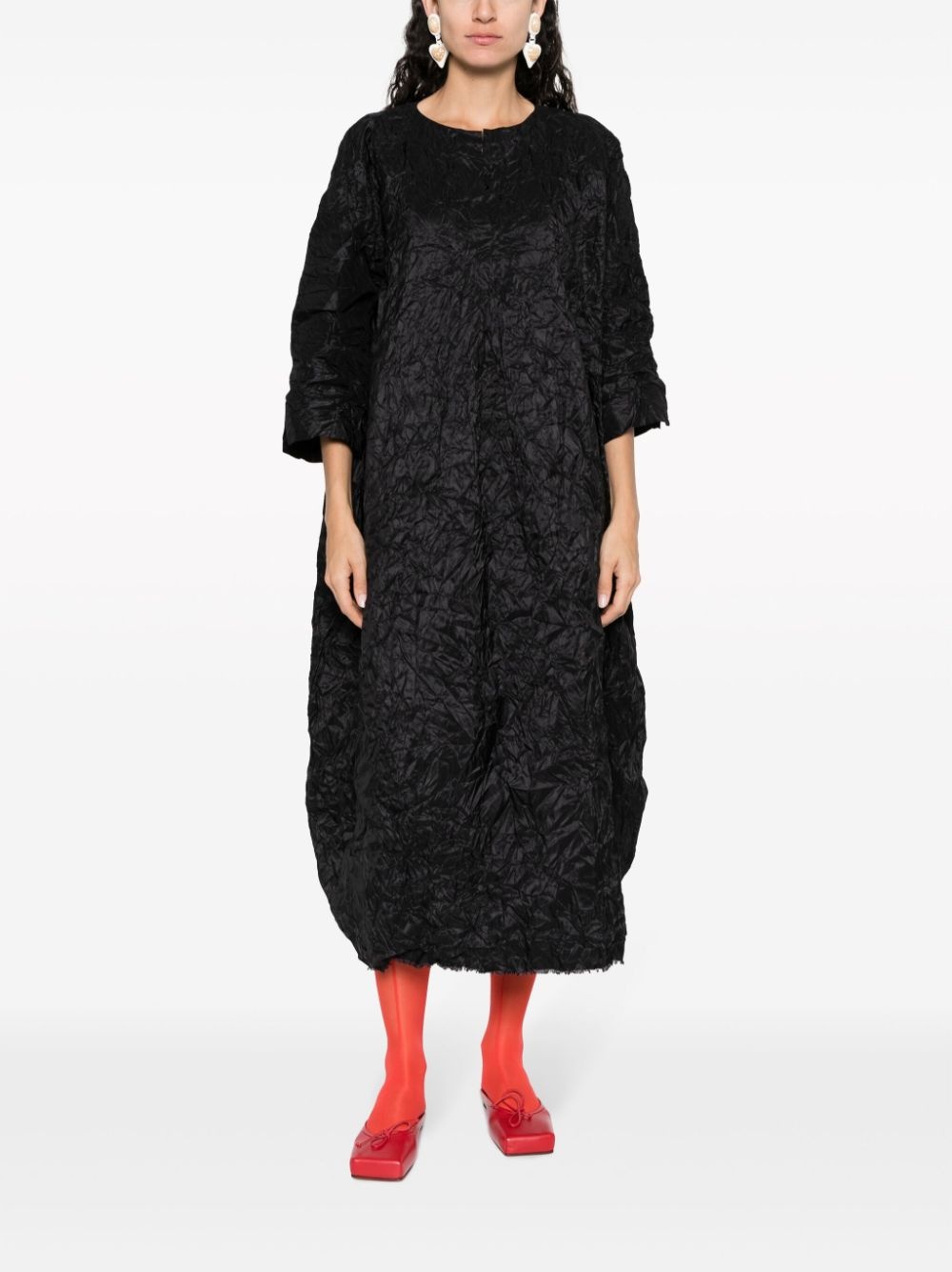 crinkled silk midi dress - 2