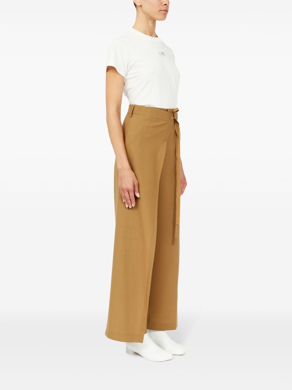 wrap-design flared trousers - 3