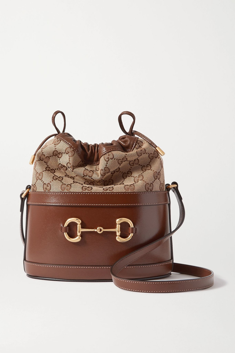 1955 Horsebit leather and printed coated-canvas bucket bag - 1