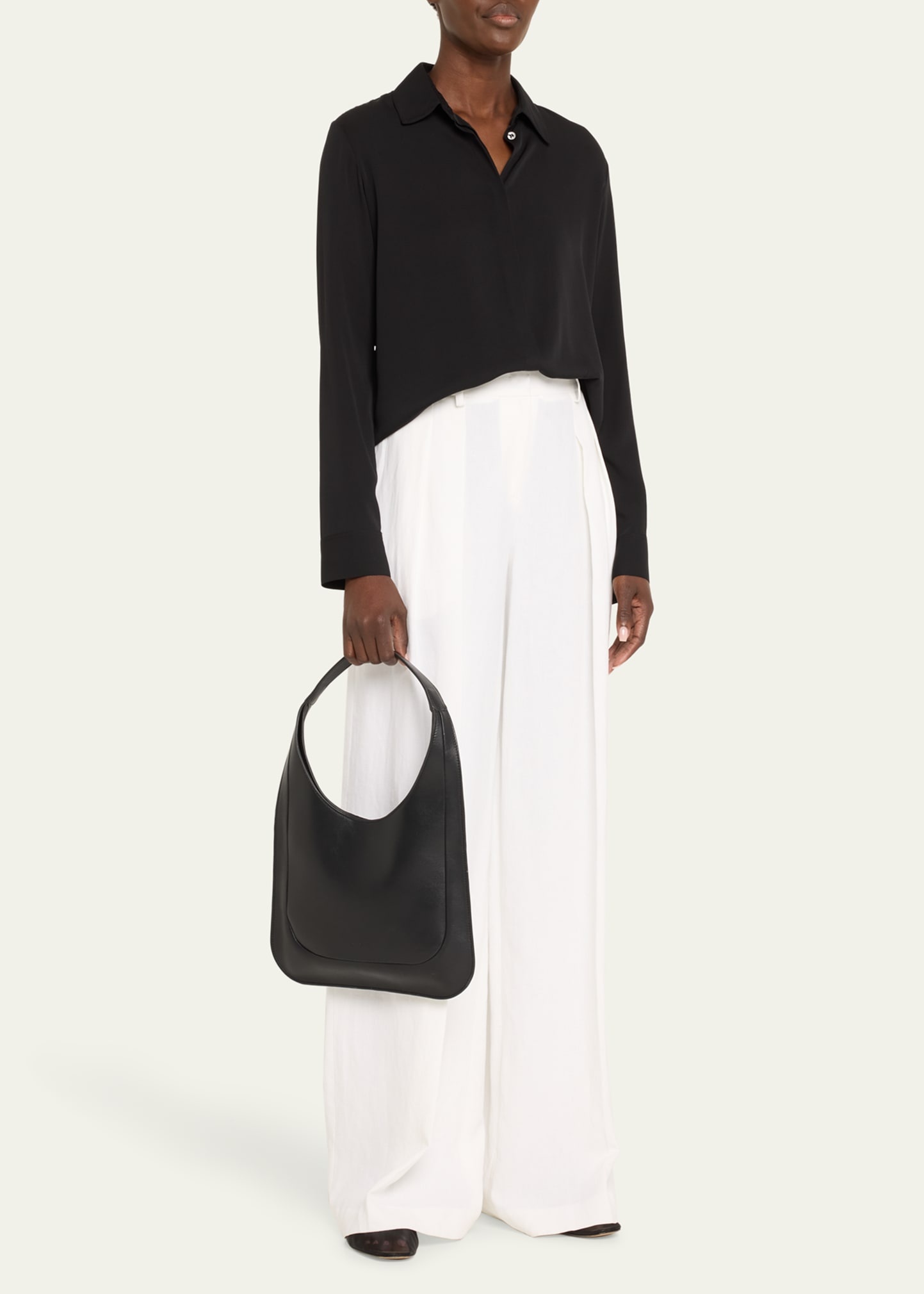 Midi Leather Hobo Bag - 4