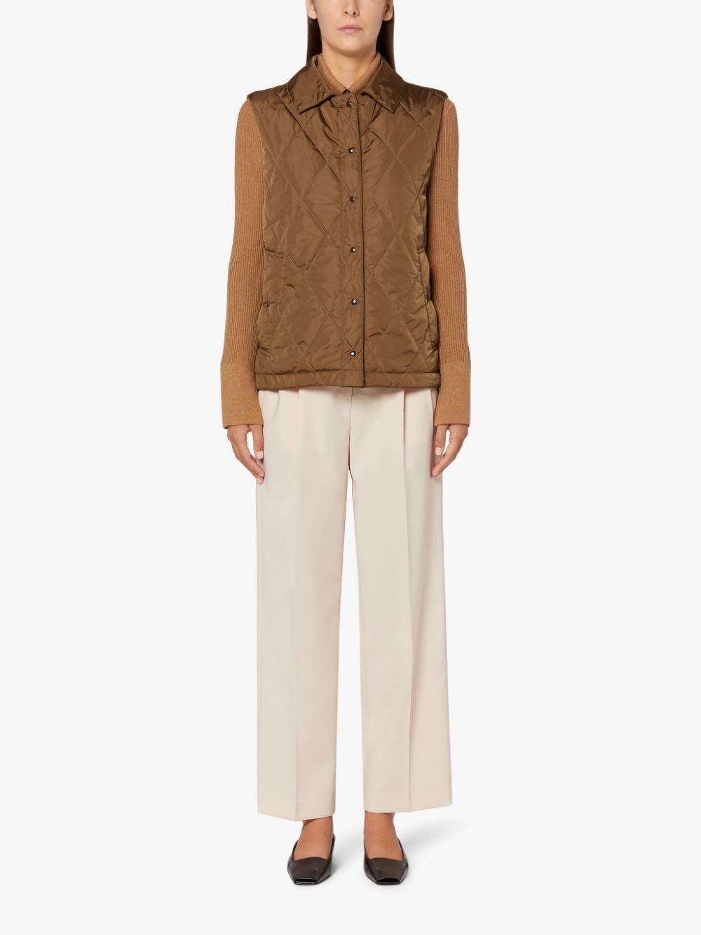 ANNABEL MOCHA NYLON QUILTED LINER VEST | LQV-005 - 3