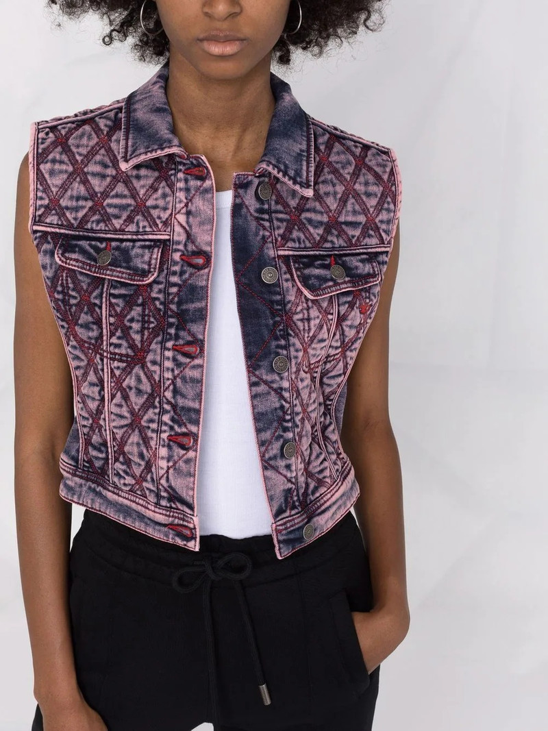 contrast-stitching cropped vest 5