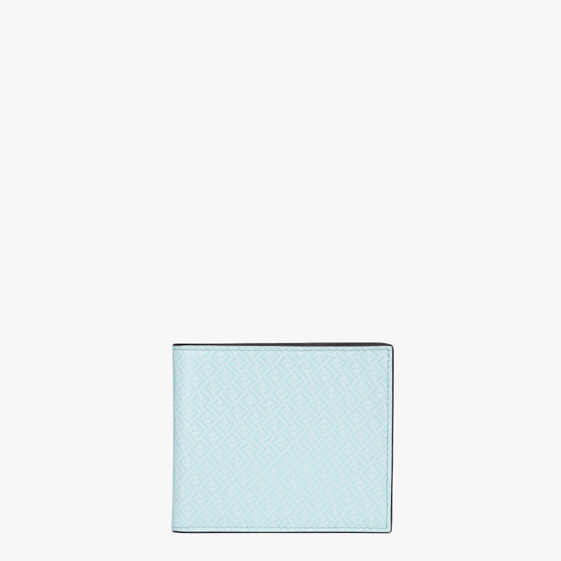 Light blue leather bi-fold wallet 1