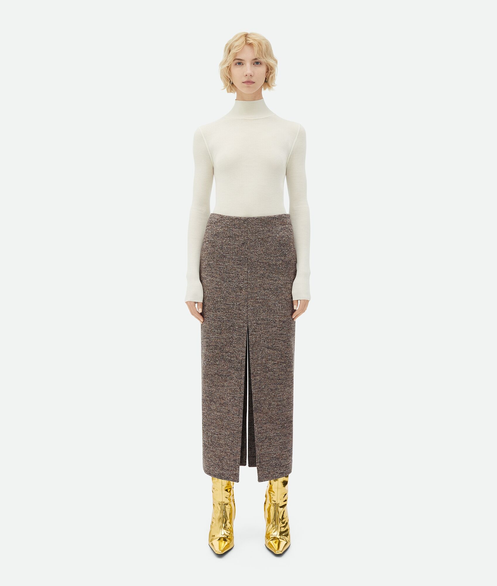 Felt Wool Long Skirt - 1