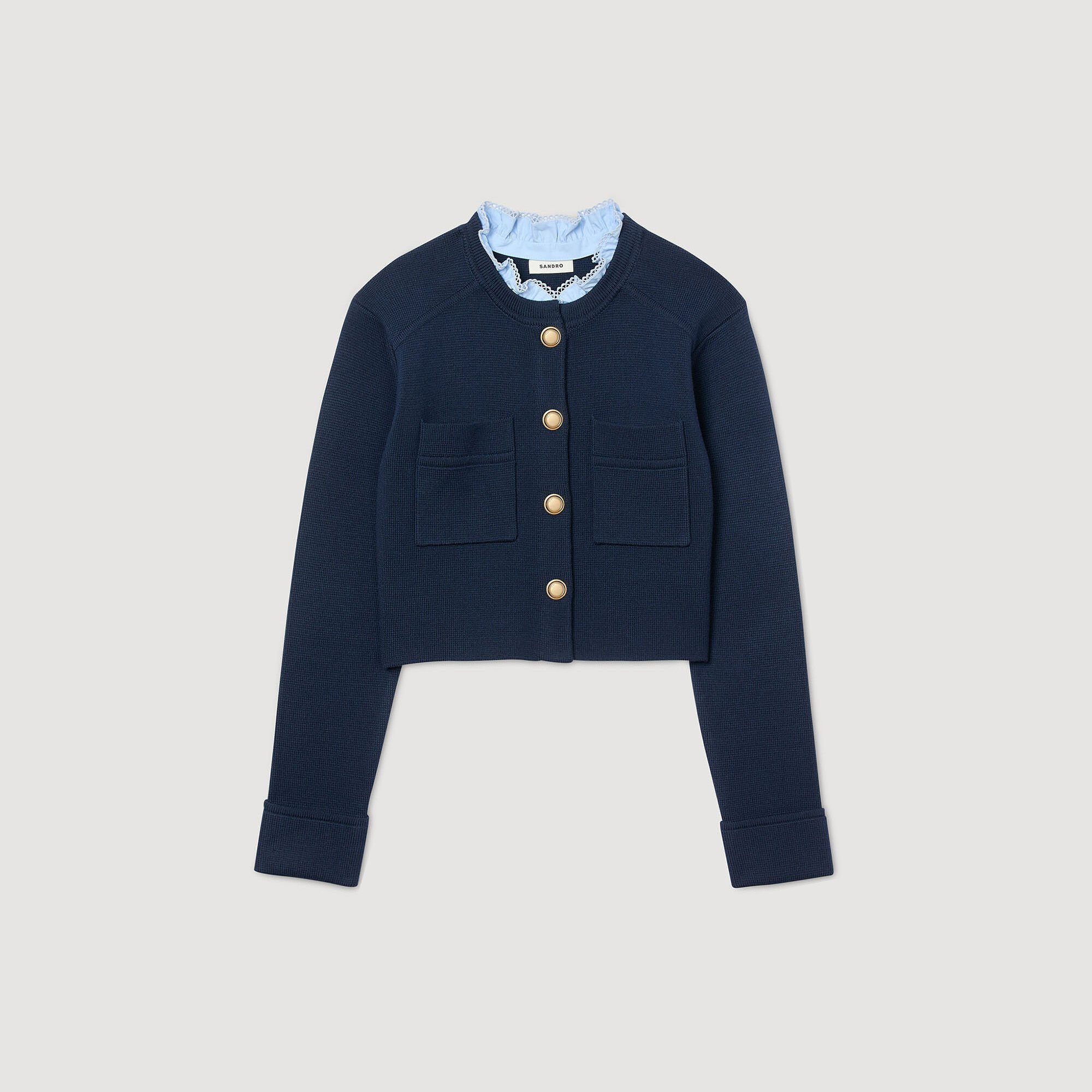 CARDIGAN WITH RUFFLE COLLAR - 6