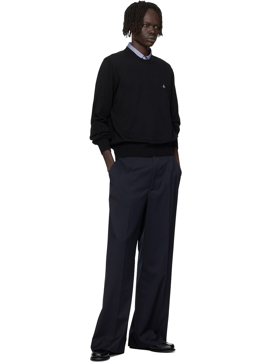 Black Alex Round Neck Sweater - 4