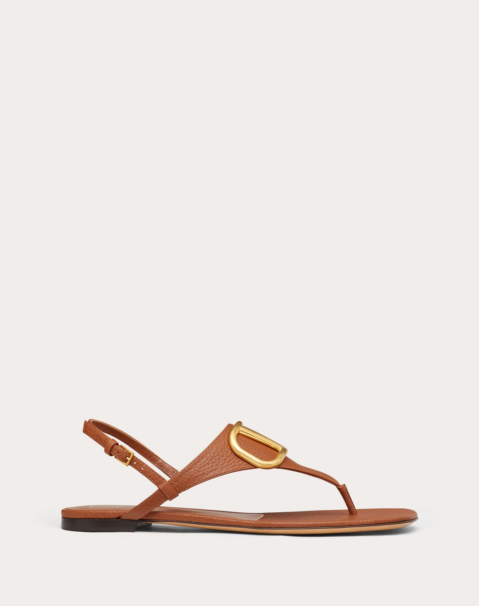 VLOGO SIGNATURE FLAT THONG SANDAL IN GRAINY CALFSKIN - 1