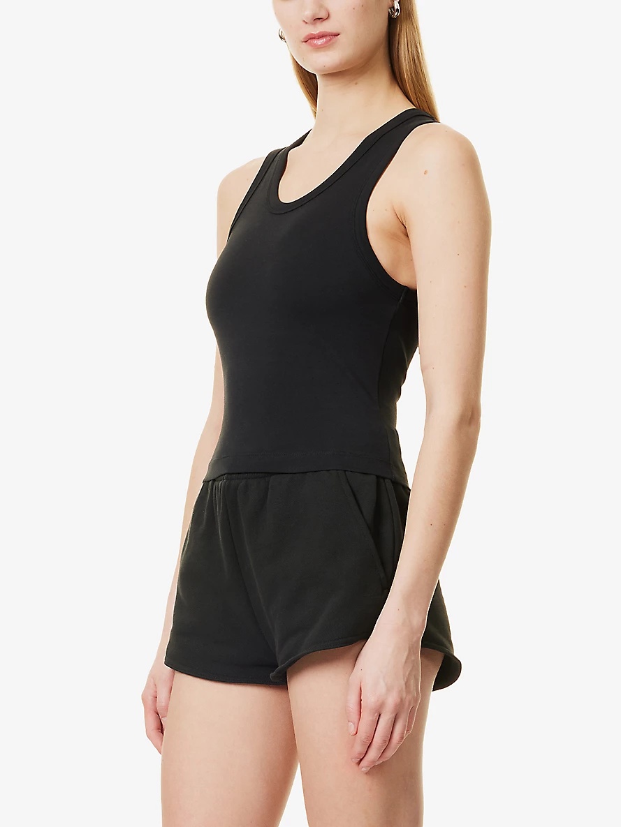 Cropped Scoop-Neck Stretch-Cotton Tank Top - 3