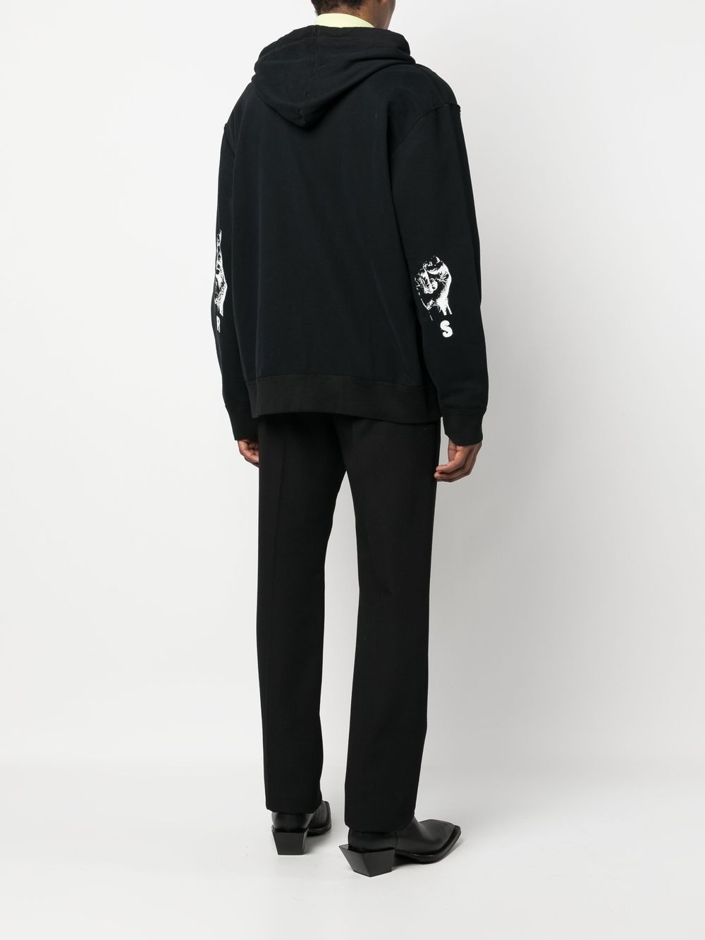 logo patch zipped hoodie - 2