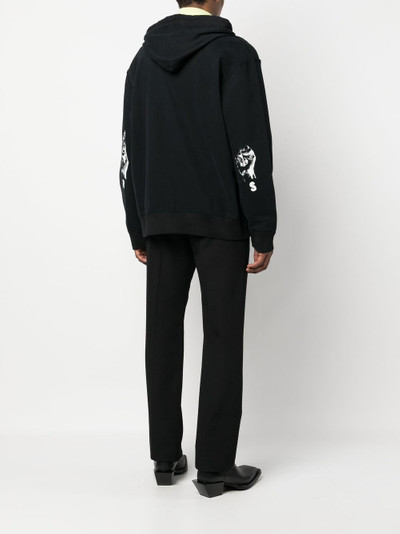 Raf Simons logo patch zipped hoodie outlook
