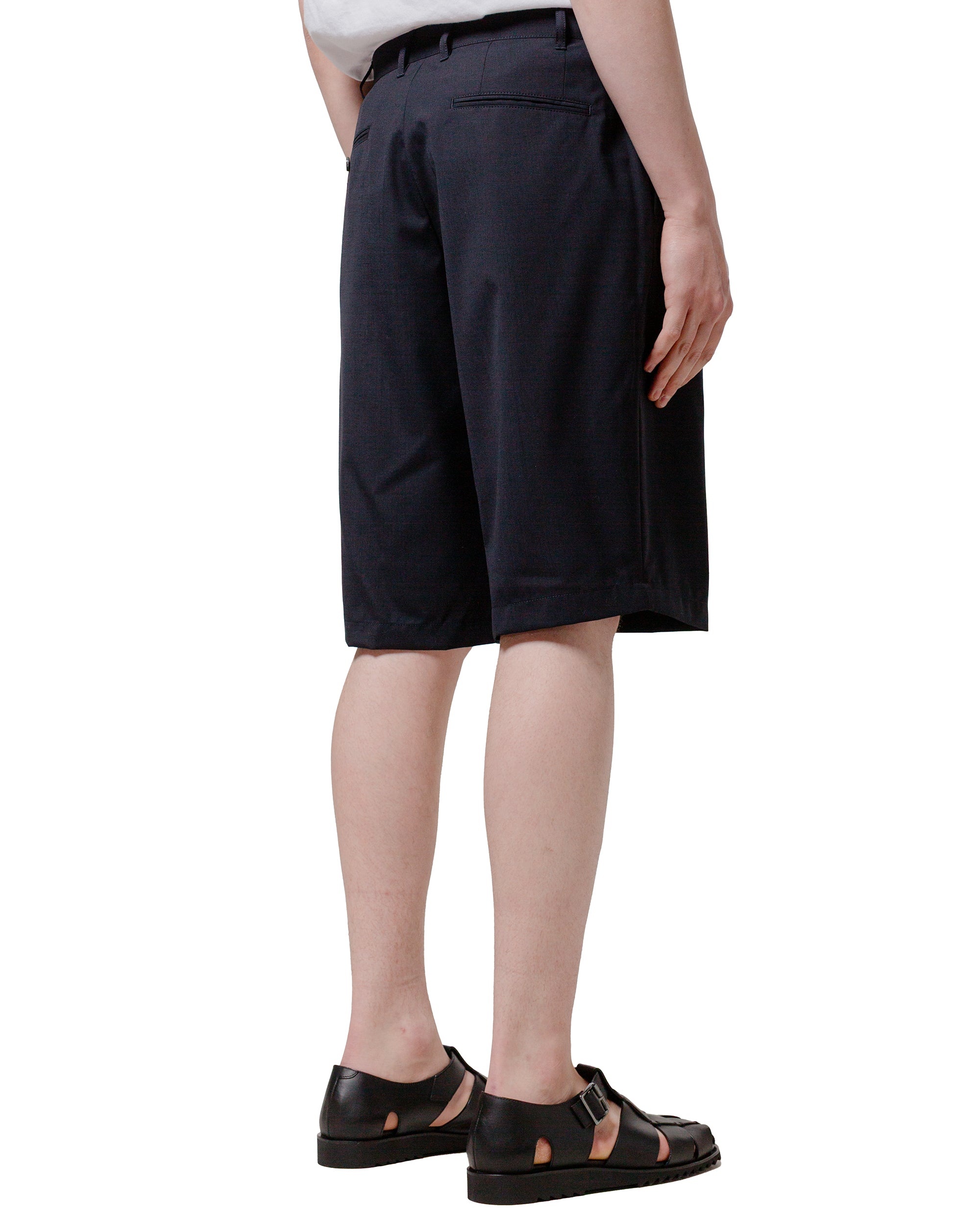 2Pleats Shorts Wool Tropical Navy - 3