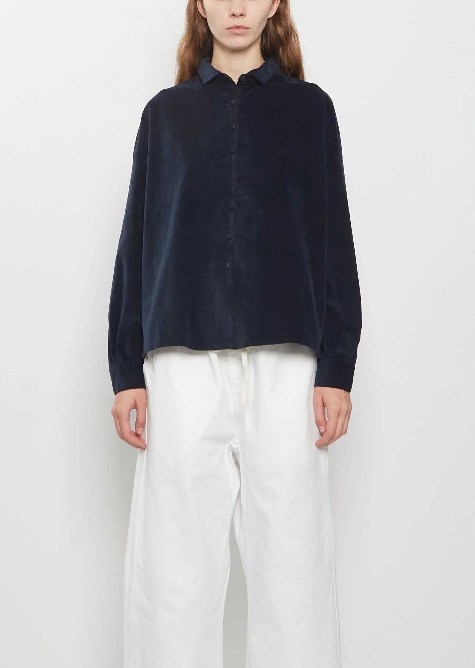 Velvet Short Collar Shirt - 1