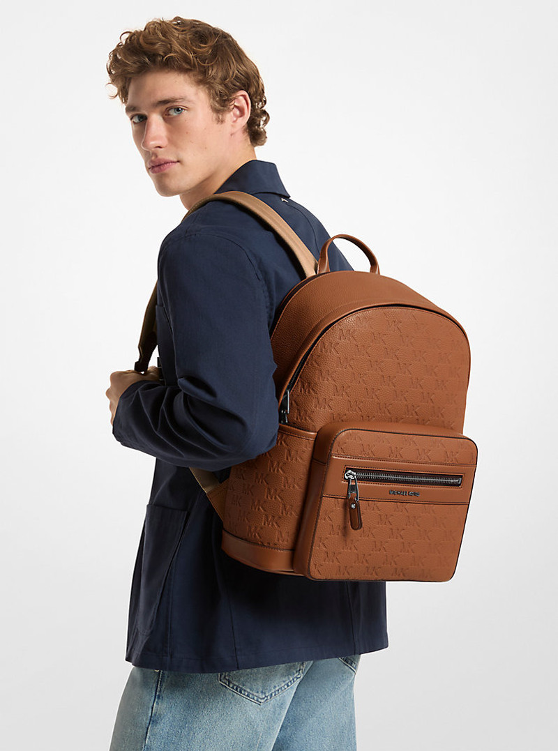 Jet Set Medium Logo Debossed Pebbled Leather Backpack 4