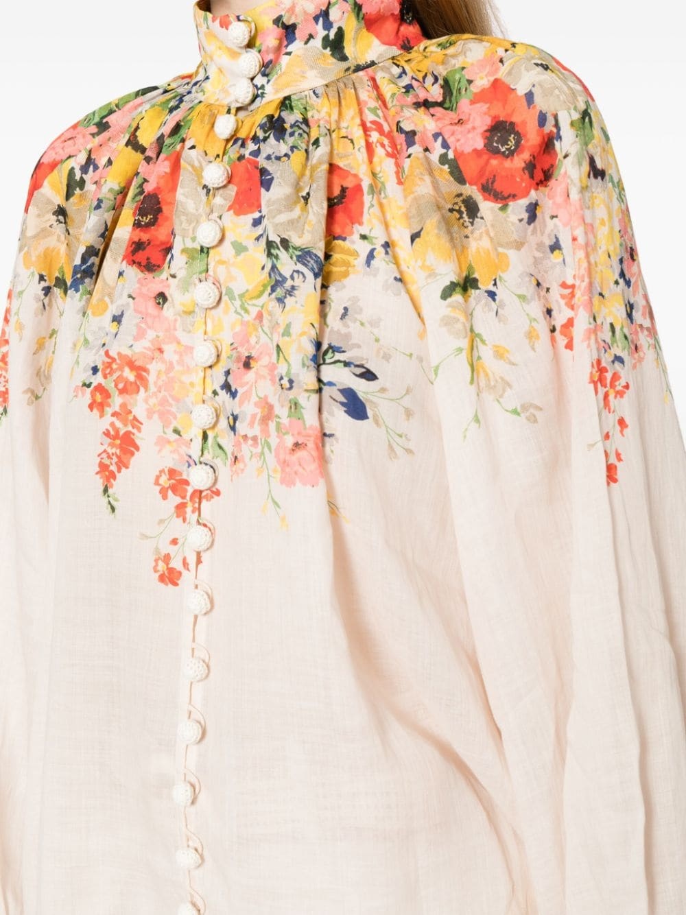 Alight floral-print linen blouse - 5