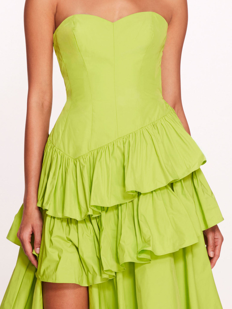 TAFFETA TIERED RUFFLE MIDI DRESS 4