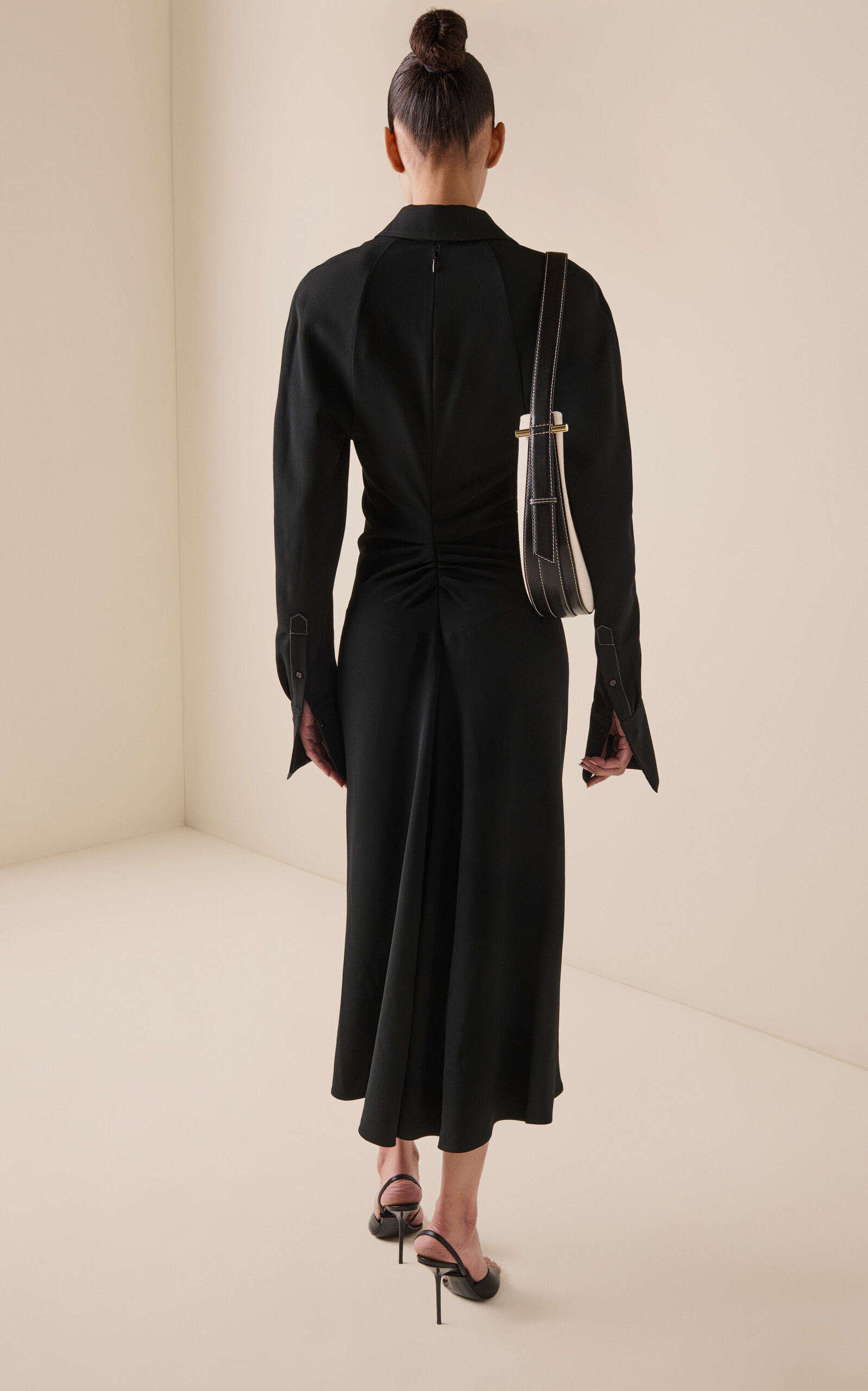 Crepe Polo Midi Dress black - 4