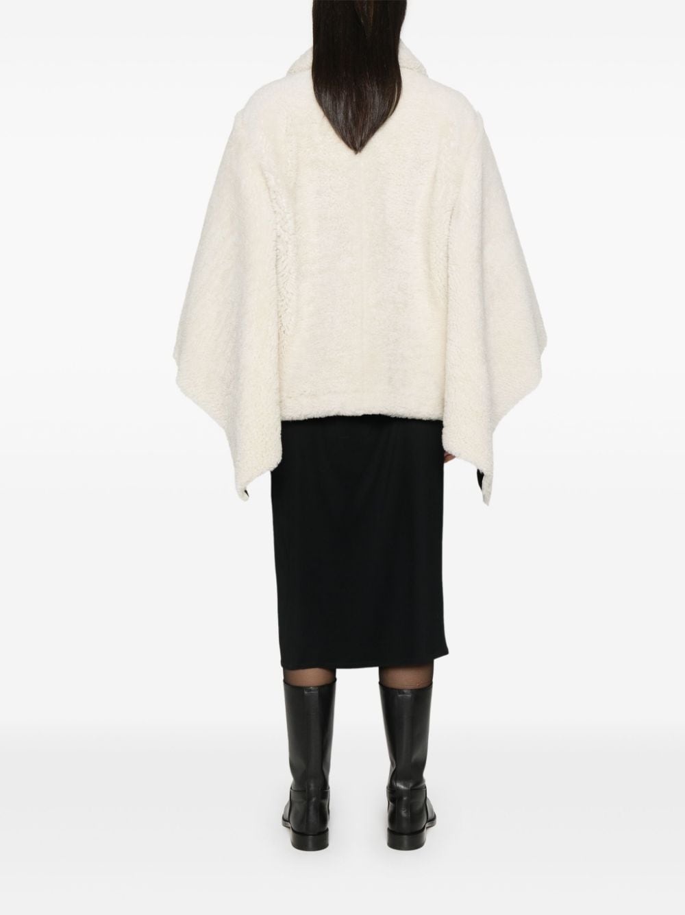 shearling-cape jacket - 4