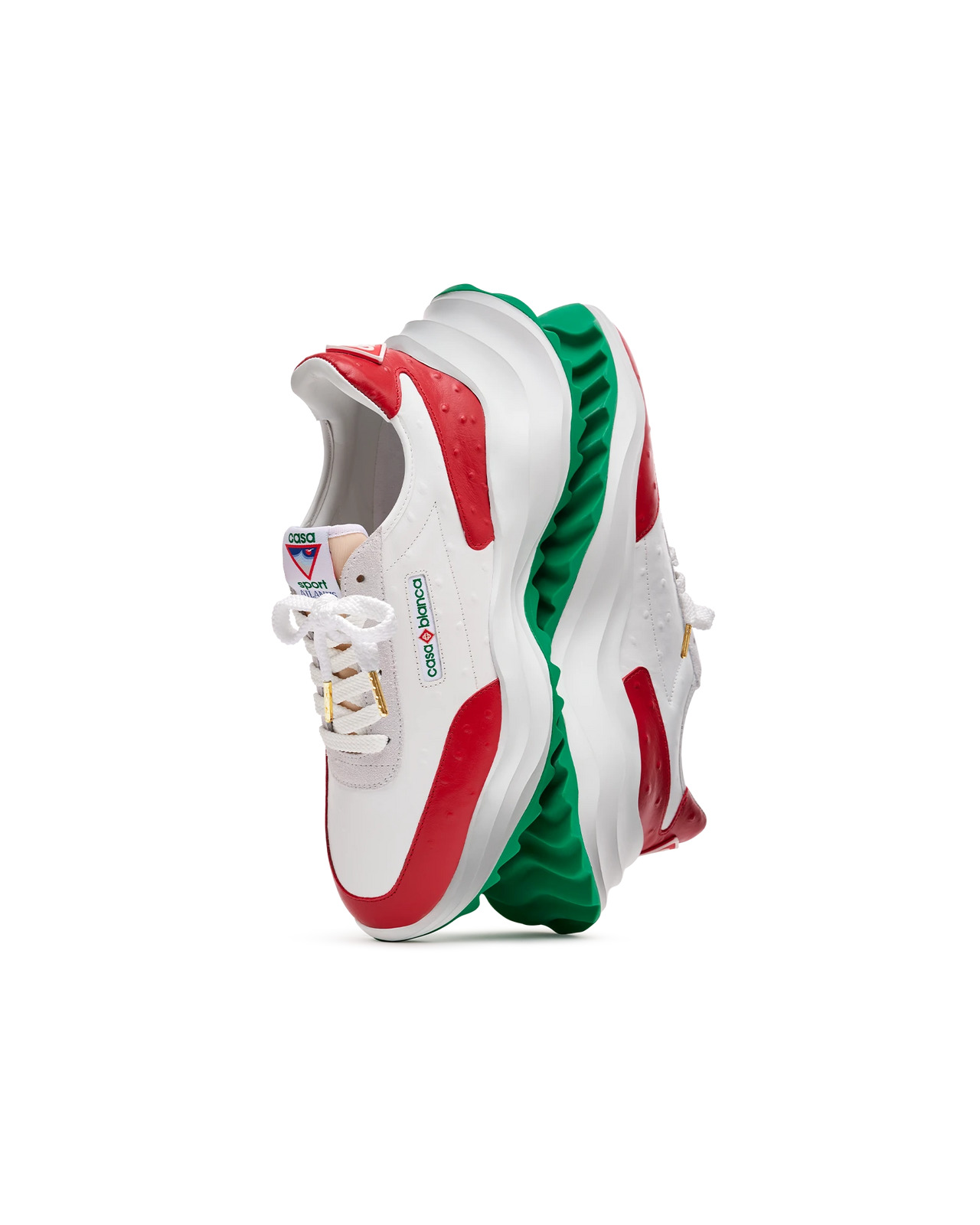 Mens Atlantis Red Ostrich Sneakers | Casablanca Paris - 7