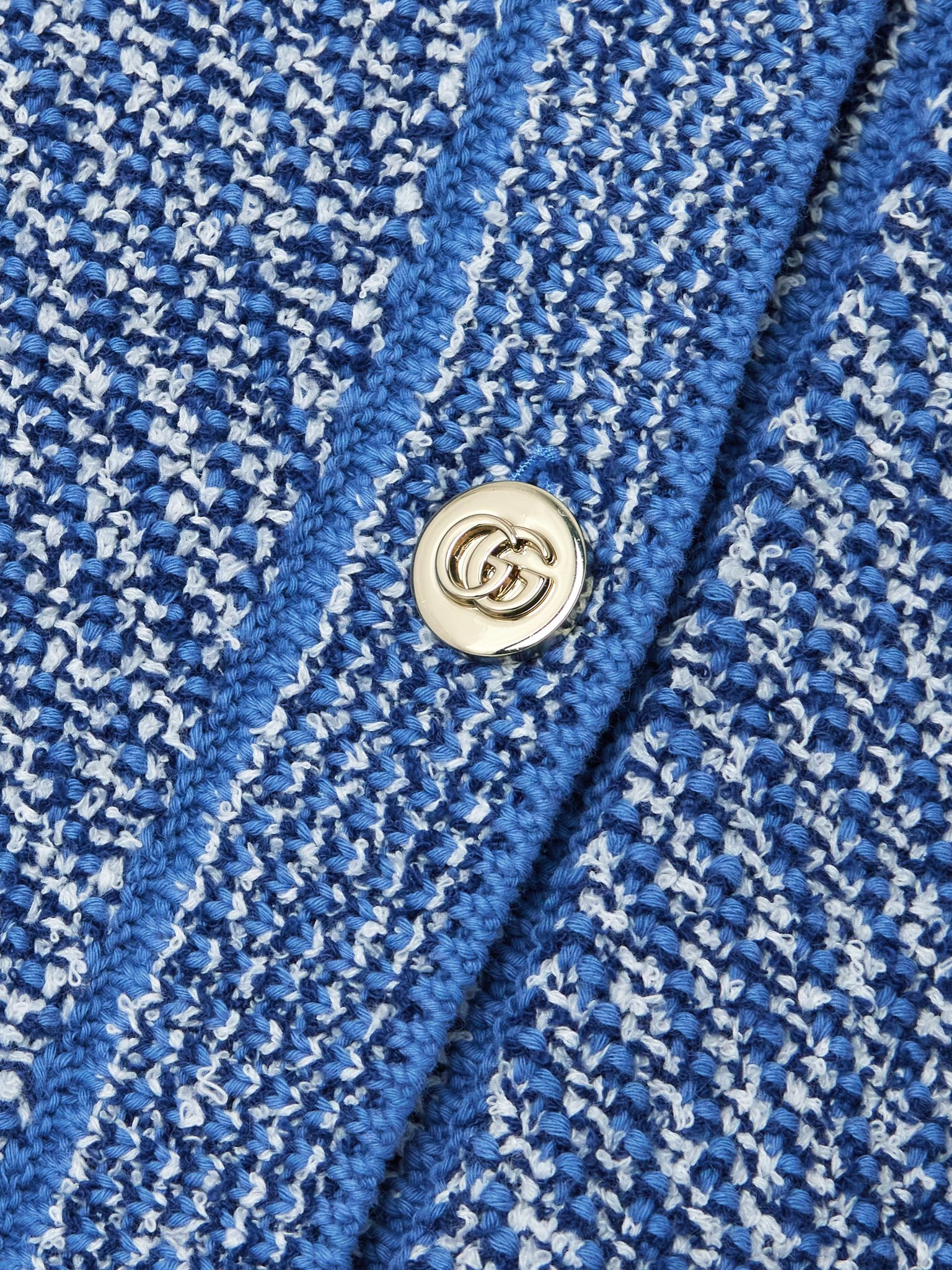 Striped cotton-blend bouclé cardigan Light denim - 5