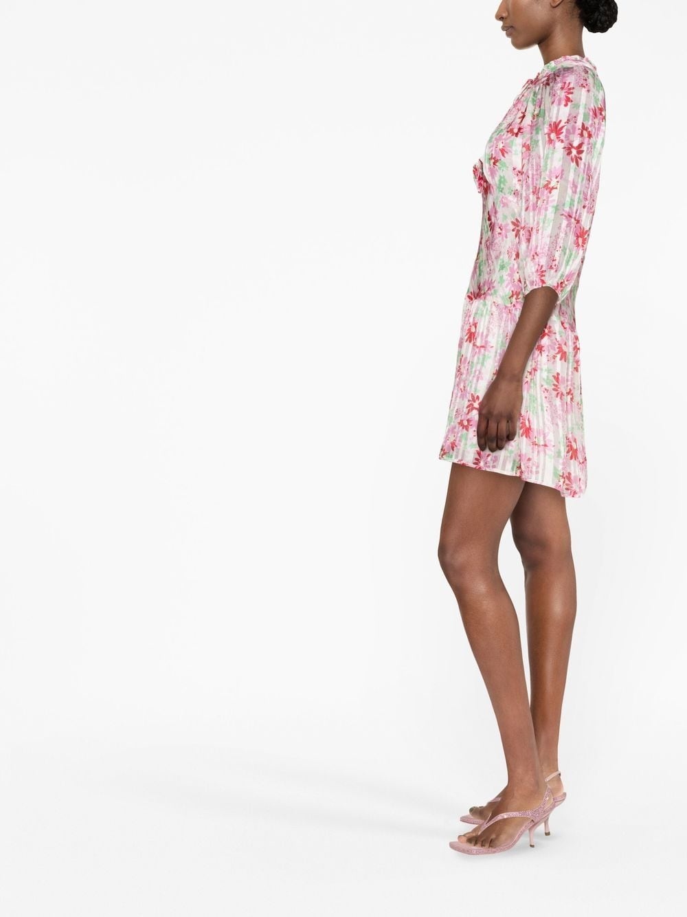 floral-print pleated mini dress - 3