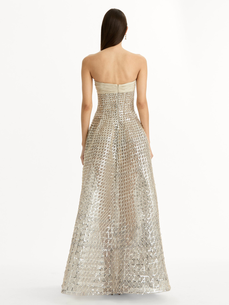 SEQUIN & BUGLE BEAD LATTICE GOWN 3