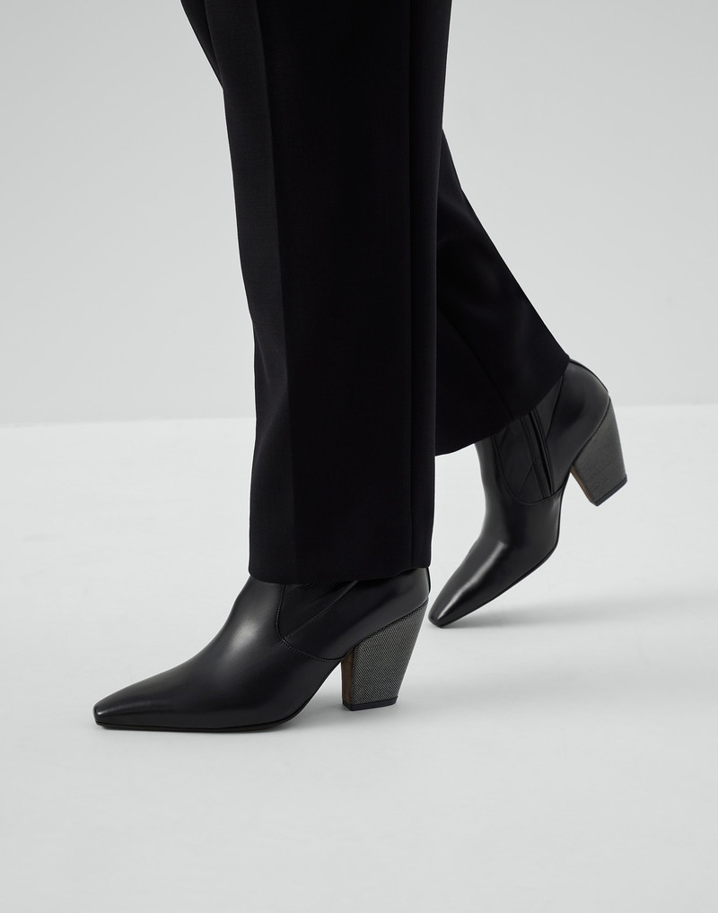 Soft nappa leather ankle boots with precious heel 4