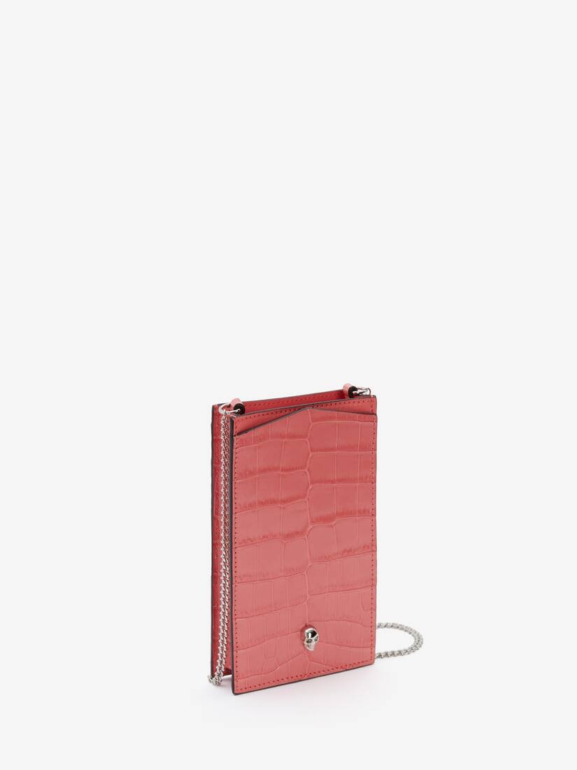 Skull Phone Case With Chain in Coral - 2