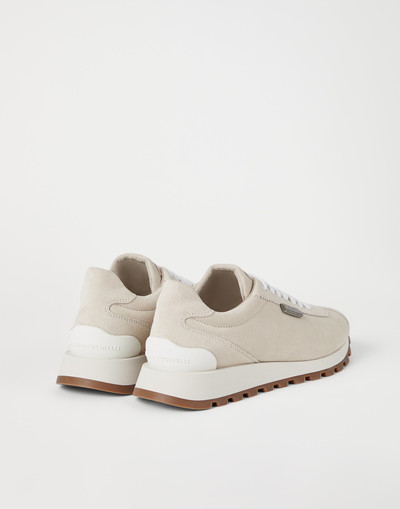 Brunello Cucinelli Suede runners with shiny tab outlook