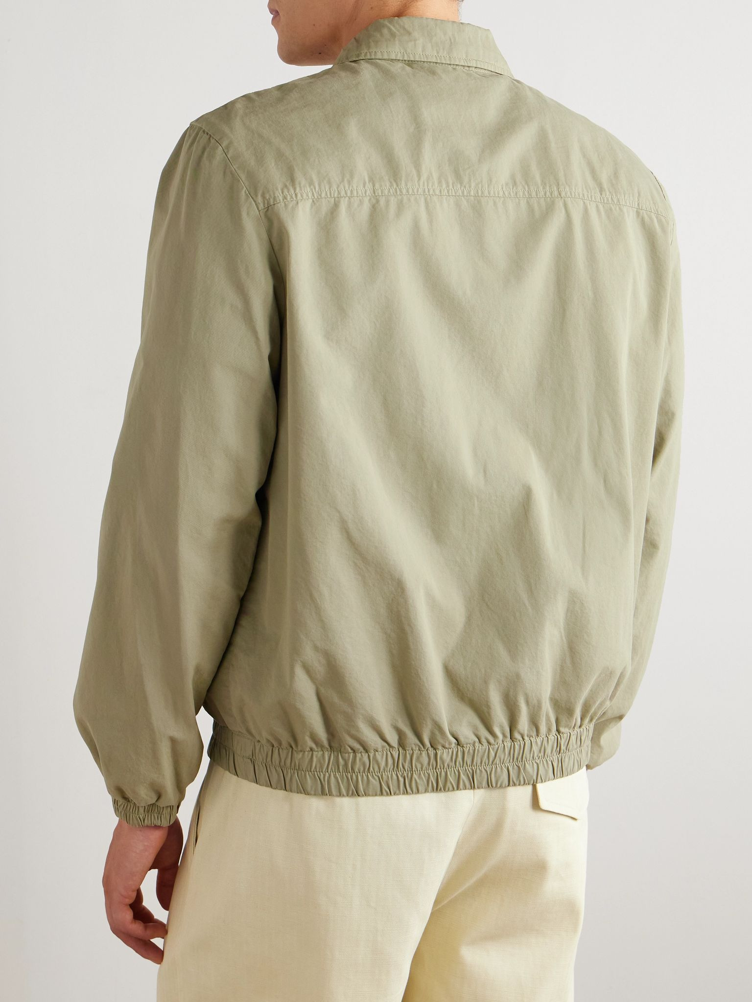 Gilbert Logo-Embroidered Cotton-Twill Blouson Jacket Green - 4