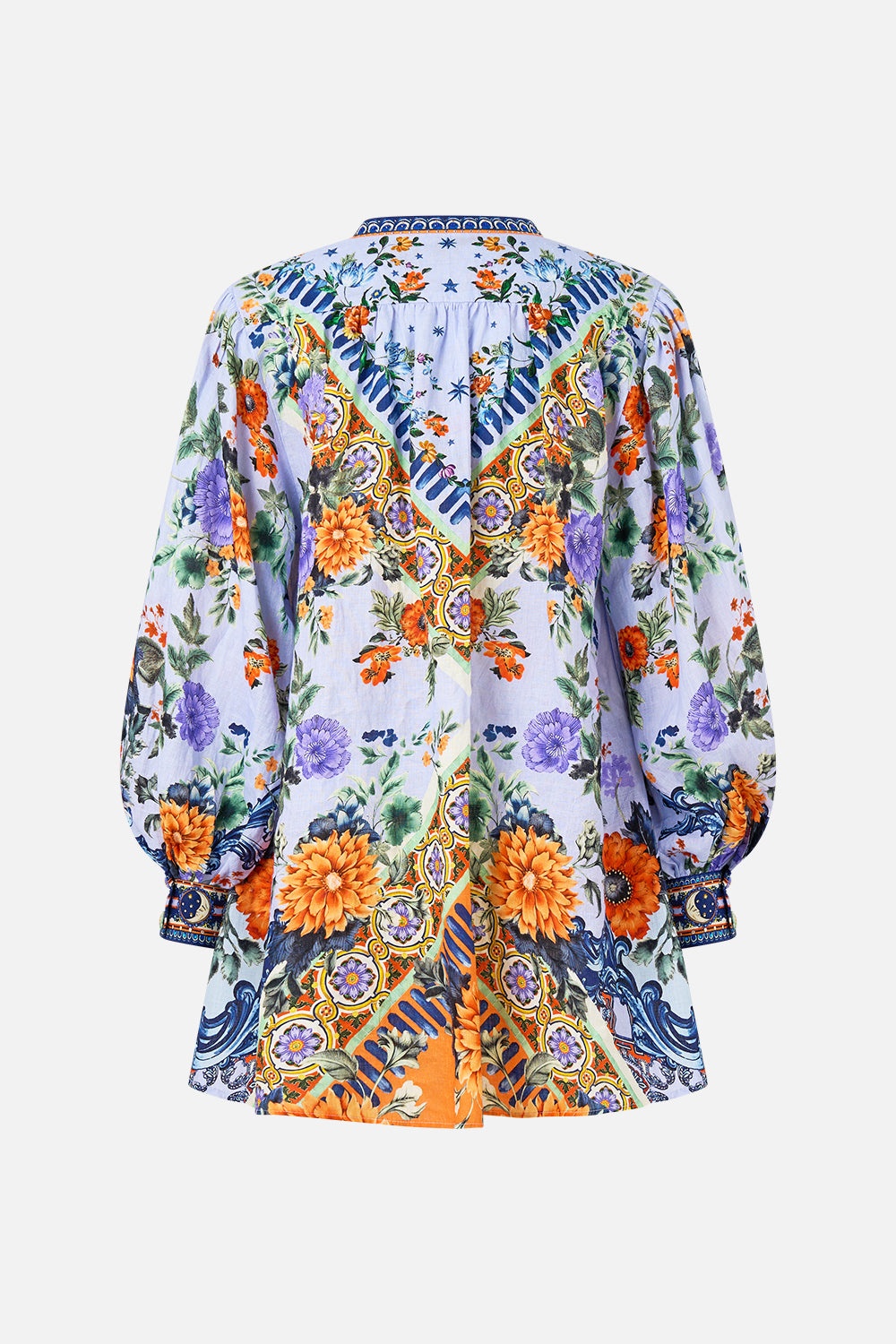 BLOUSON SLEEVE LONG LENGTH BLOUSE WITH YOKE - 8