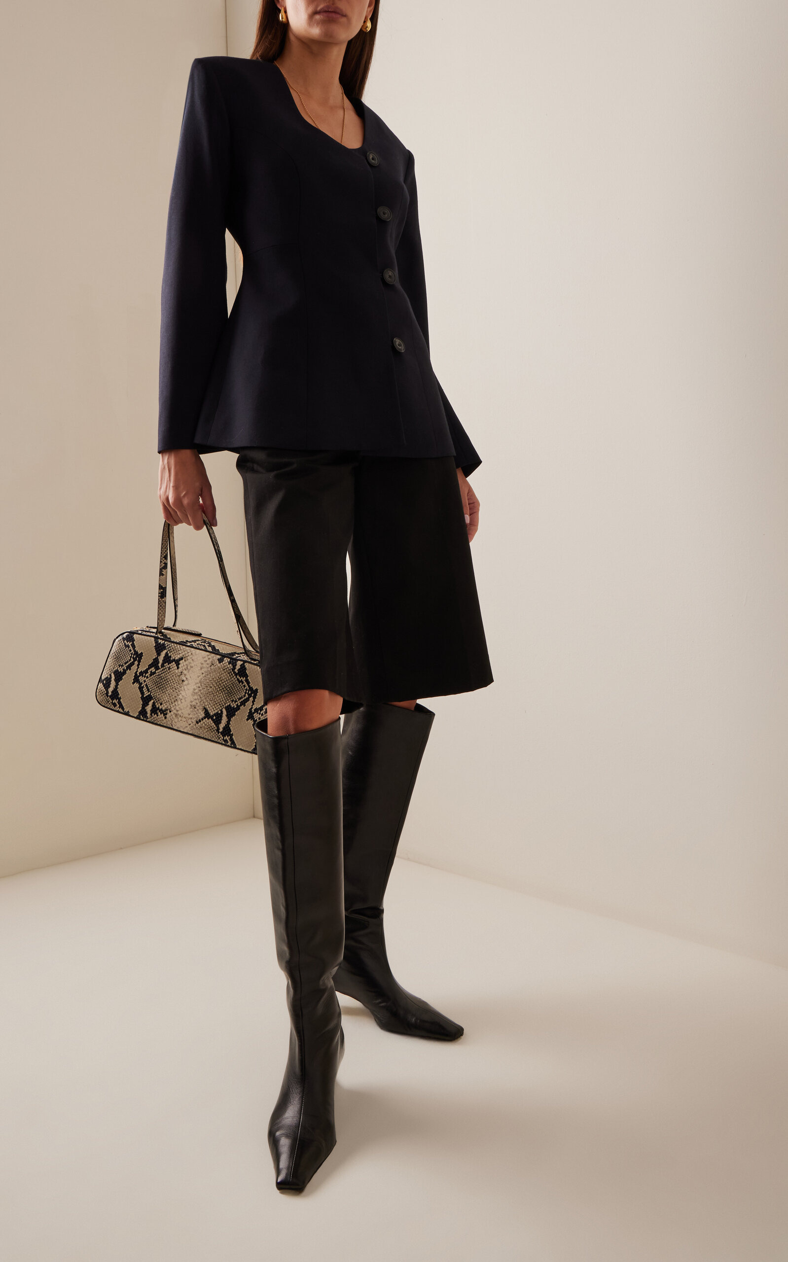 Exclusive Collarless Wool-Blend Blazer navy - 2