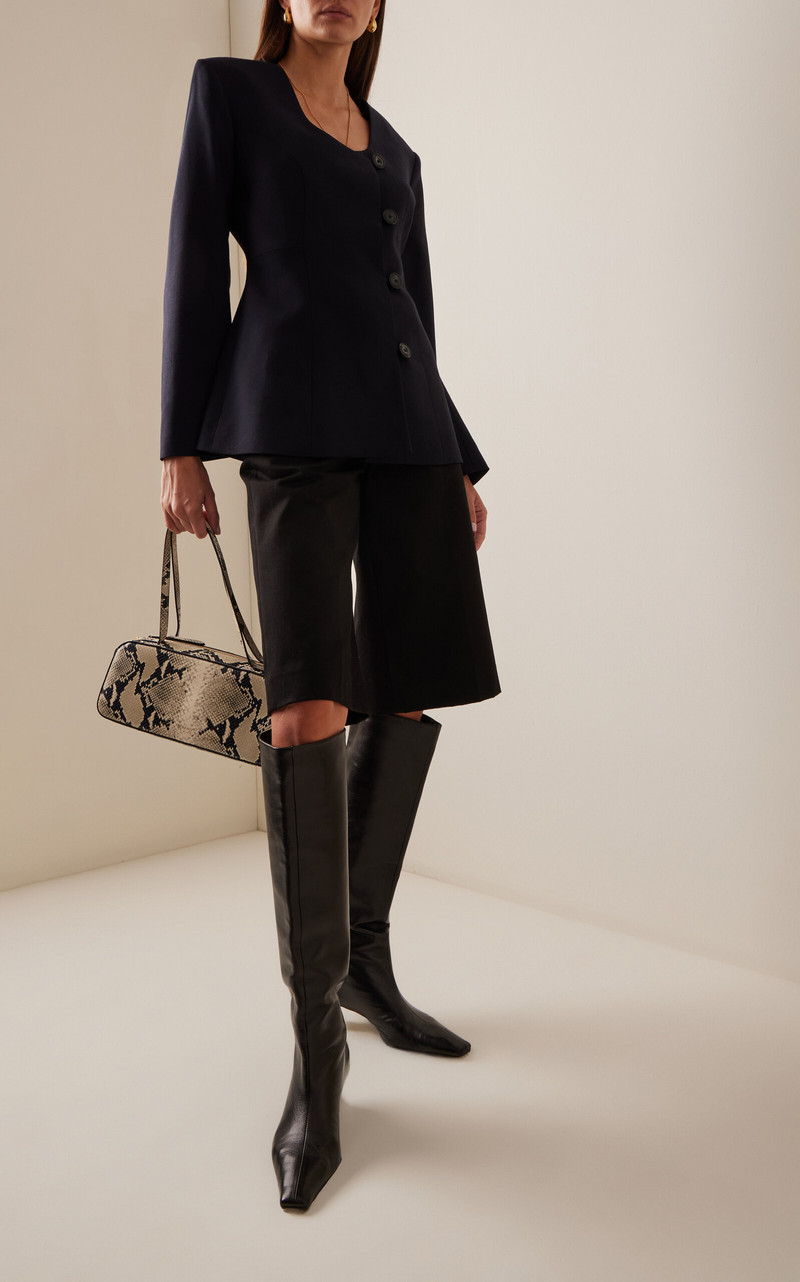 House of Dagmar Exclusive Collarless Wool-Blend Blazer navy outlook