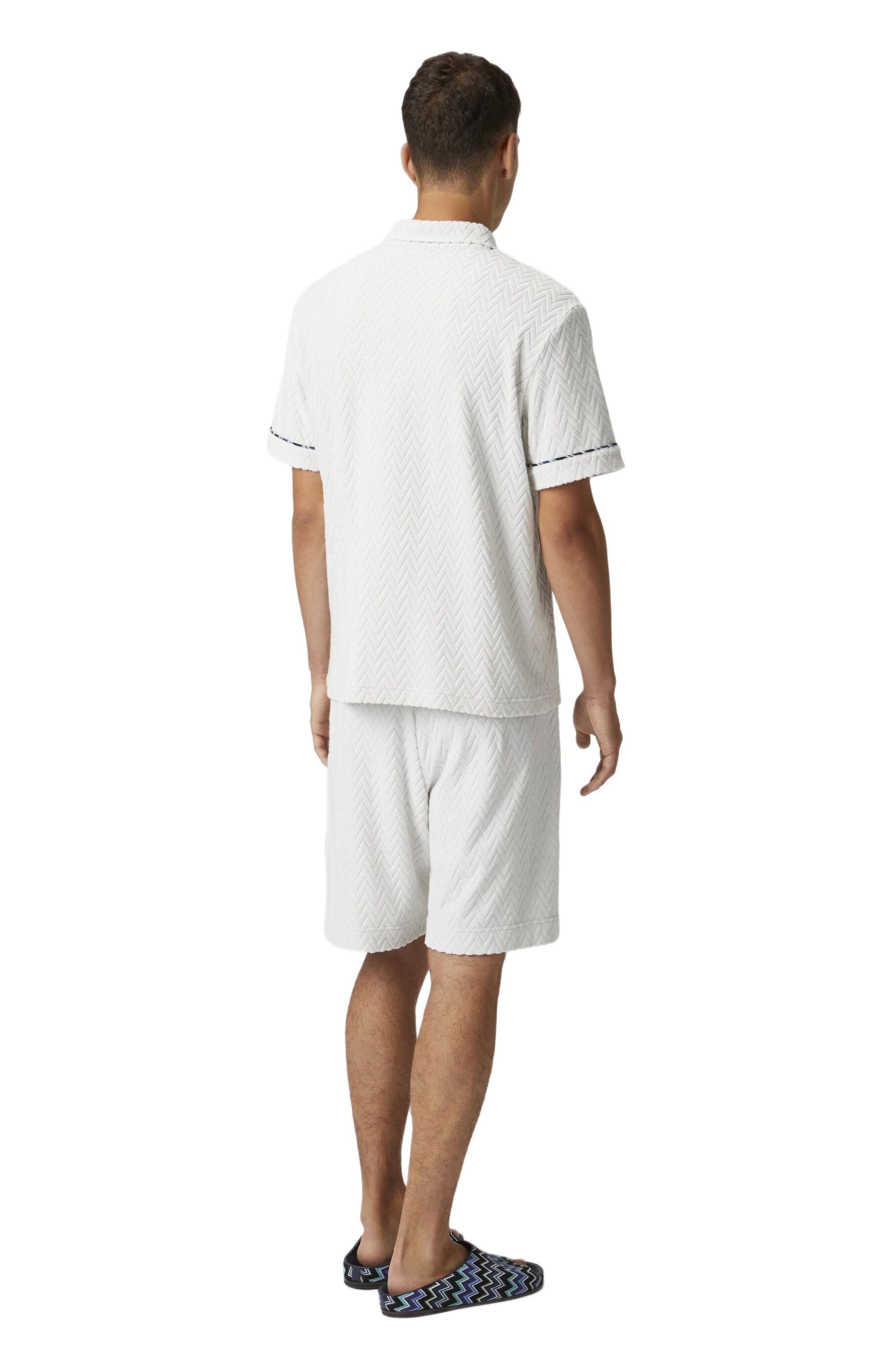 Missoni Zig Zag Cotton Terry Polo Shirt With Contrasting Piping in White at Nordstrom - 7