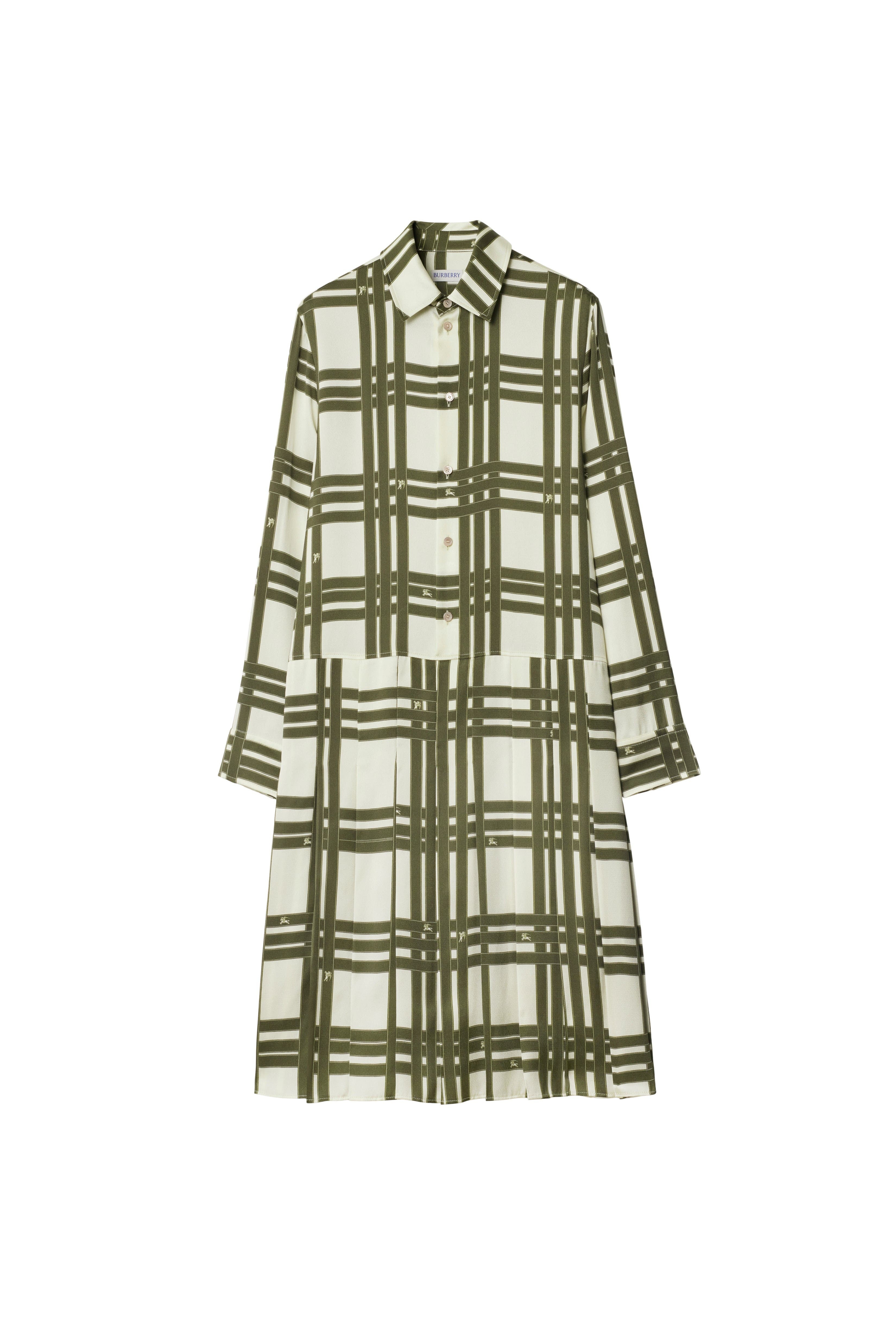 burberry Ribbon Check Silk Dress in Swamp at Nordstrom - 2
