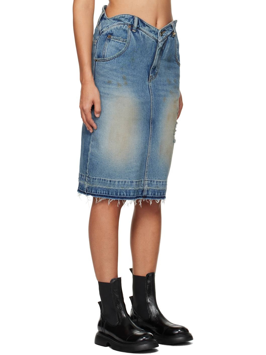 Blue Heart Denim Midi Skirt - 2