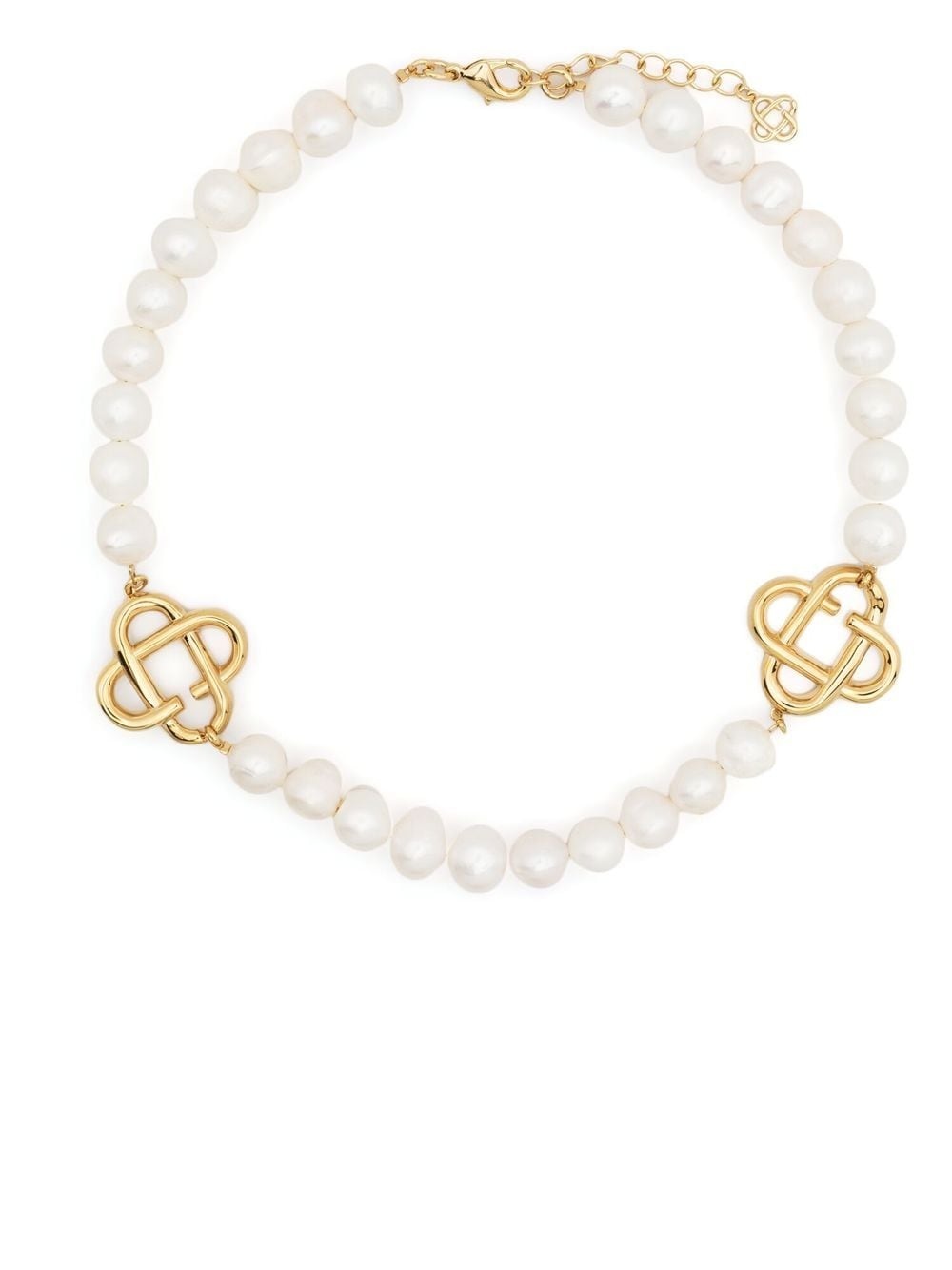 logo-plaque pearl necklace - 1