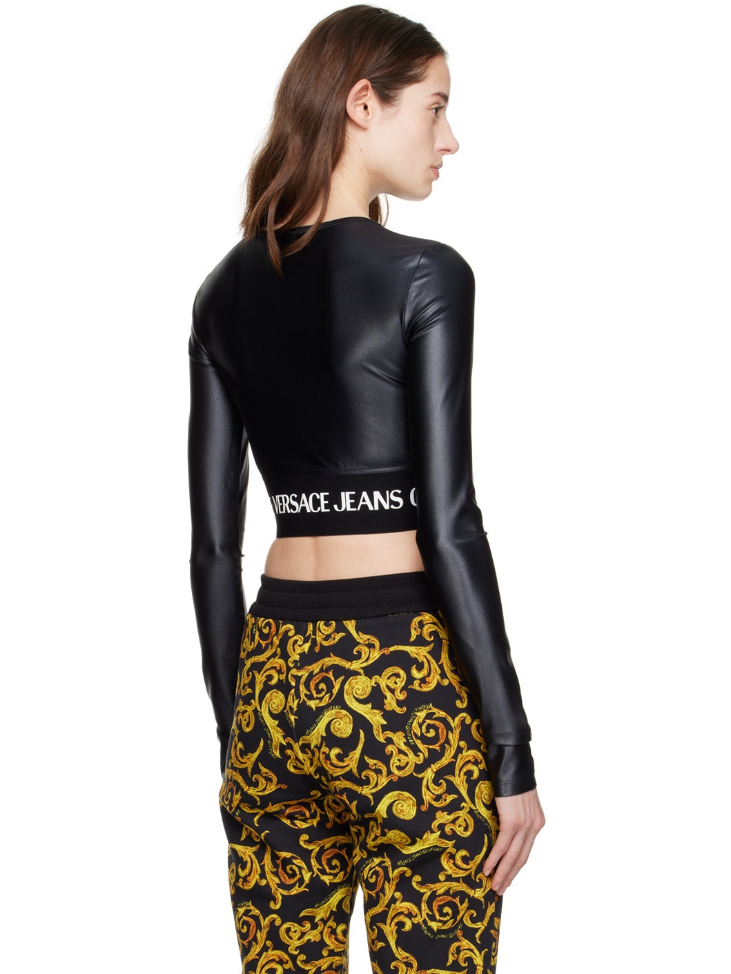 Black Shiny Long Sleeve T-Shirt - 3