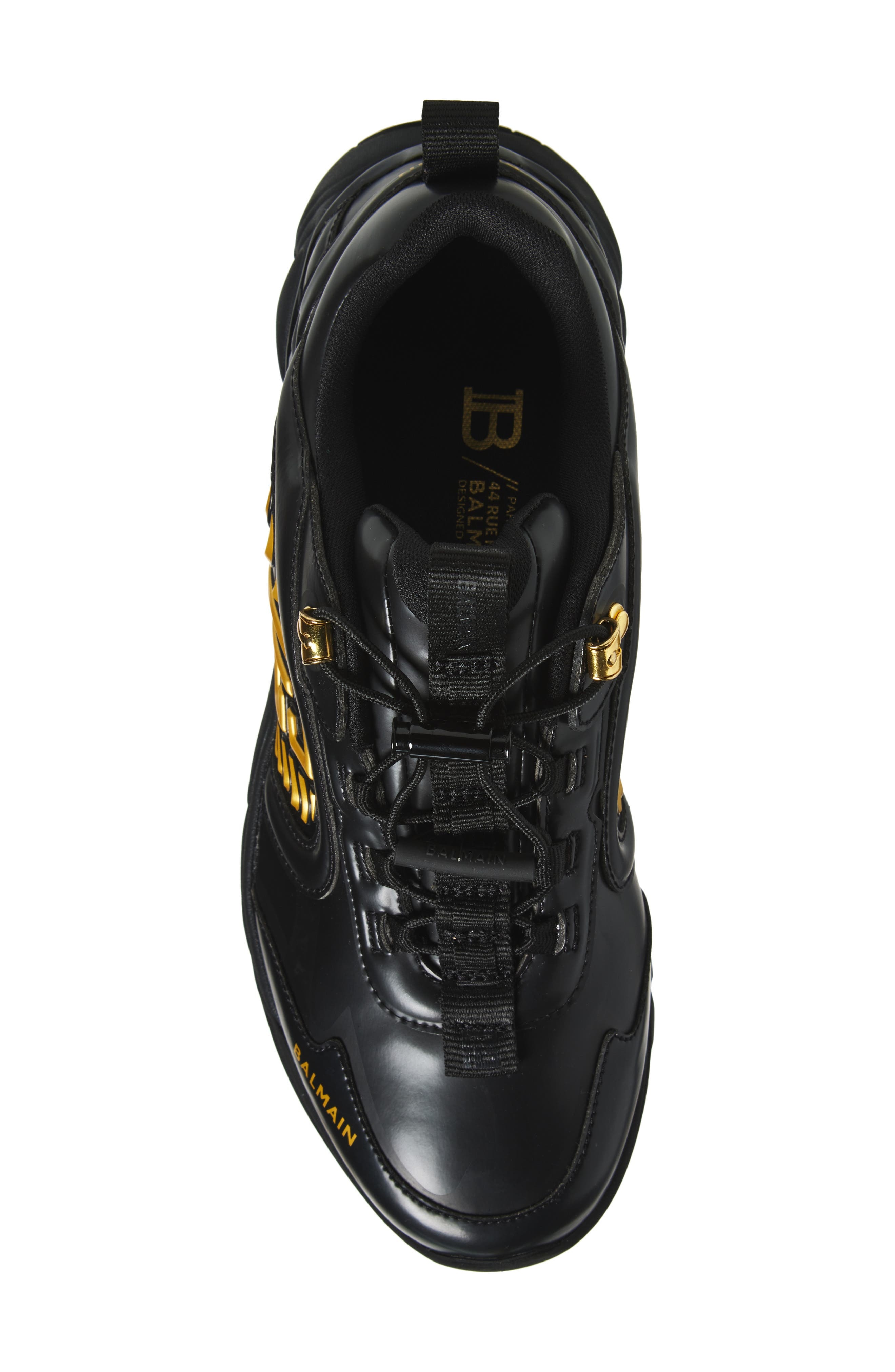 Balmain Cosmic Dust Glazed Sneaker in Black/Gold at Nordstrom - 5