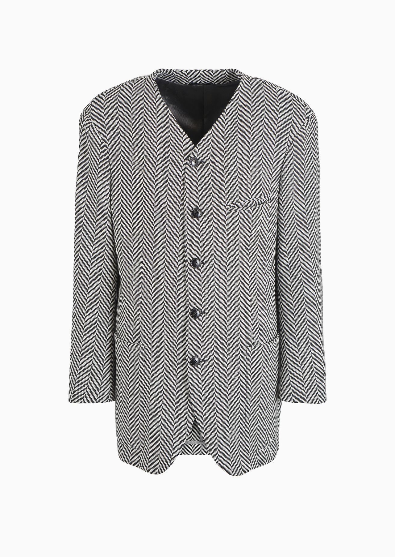 Heritage Line single-breasted jacket in chevron jacquard virgin wool and cashmere - 1