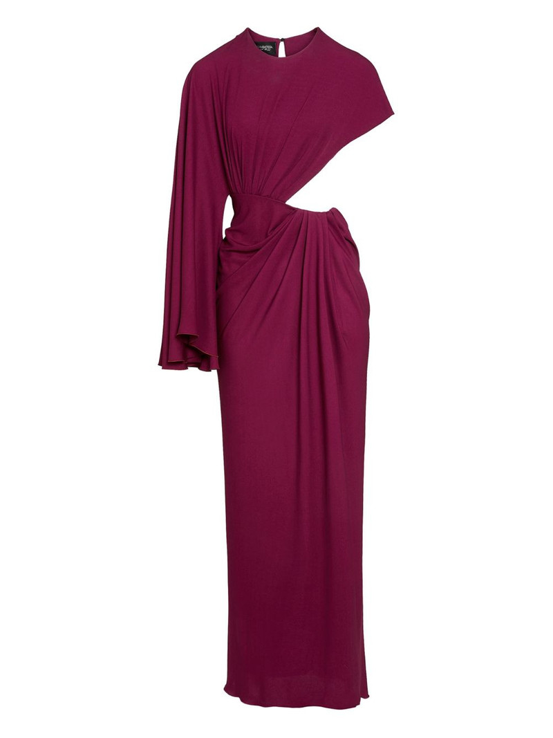 draped asymmetrical midi dress 1