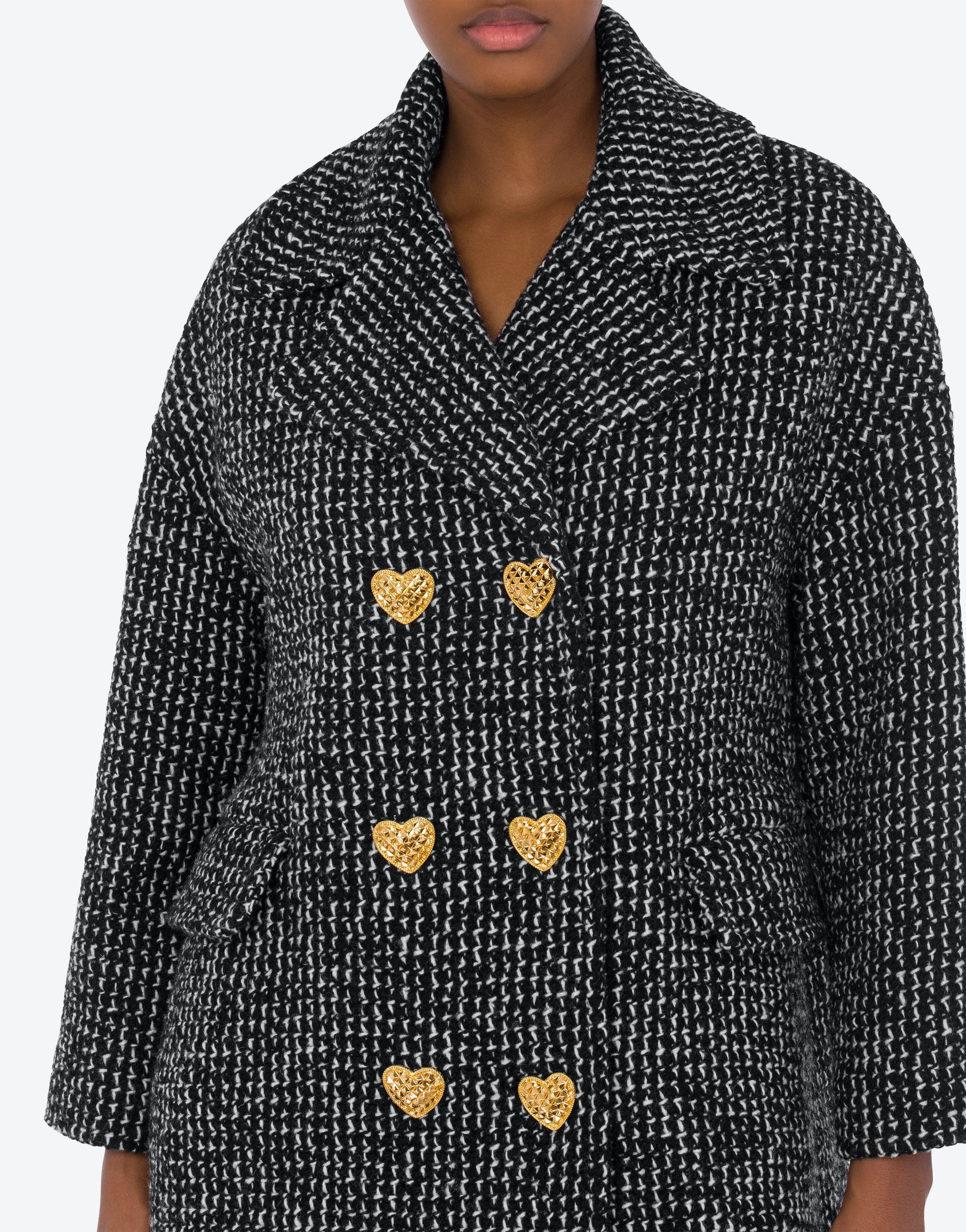 HEART BUTTONS SALT AND PEPPER COAT - 4